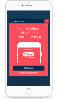 Aktivacija Vibera na MBank - popup baner