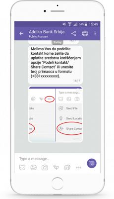 Opcija "Podelite kontakt"